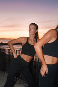 aprítech black sculpting mid waist leggings crossback straps sportsbra